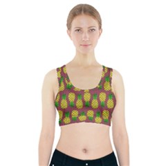 Maroon Geometric Pineapple Sports Bra With Pocket