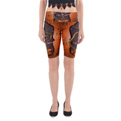 Halloween, Funny Mummy With Pumpkins Yoga Cropped Leggings by FantasyWorld7