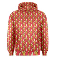 Bright Pink And Yellow Peeled Banana Patterns Men s Zipper Hoodie by NorthernWhimsy