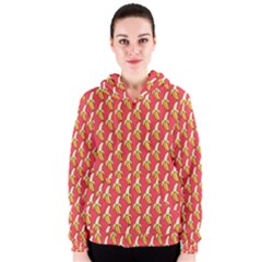 Bright Pink And Yellow Peeled Banana Patterns Women s Zipper Hoodie by NorthernWhimsy