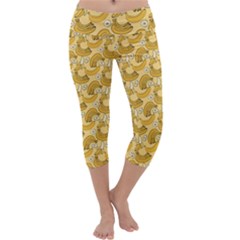 Yellow Banana Pattern Capri Yoga Leggings by NorthernWhimsy