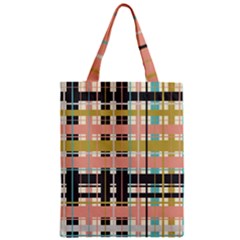 Plaid Pattern Zipper Classic Tote Bag by linceazul