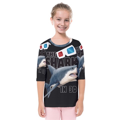 The Shark Movie Kids  Quarter Sleeve Raglan Tee by Valentinaart