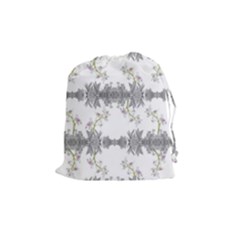 Floral Collage Pattern Drawstring Pouches (medium)  by dflcprints