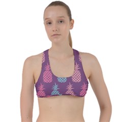 Pineapple Pattern Criss Cross Racerback Sports Bra