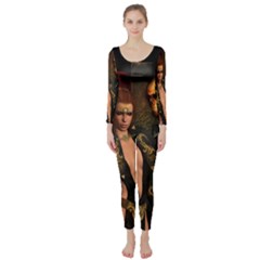 The Dark Side, Women With Skulls In The Night Long Sleeve Catsuit by FantasyWorld7