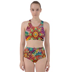 Colorful Abstract Pattern Kaleidoscope Racer Back Bikini Set