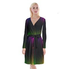 Colorful Light Ray Border Animation Loop Rainbow Motion Background Space Long Sleeve Velvet Front Wrap Dress