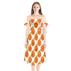 Seamless Background Orange Emotions Illustration Face Smile  Mask Fruits Shoulder Tie Bardot Midi Dress by Mariart