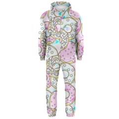 Donuts Pattern Hooded Jumpsuit (men)  by ValentinaDesign