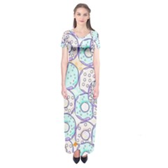 Donuts Pattern Short Sleeve Maxi Dress by ValentinaDesign