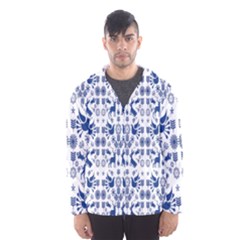 Rabbits Deer Birds Fish Flowers Floral Star Blue White Sexy Animals Hooded Wind Breaker (men) by Mariart