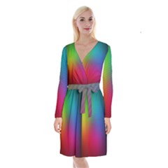 Bright Lines Resolution Image Wallpaper Rainbow Long Sleeve Velvet Front Wrap Dress