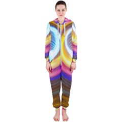 Colorful Glow Hole Space Rainbow Hooded Jumpsuit (ladies)  by Mariart