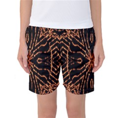 Golden Fire Pattern Polygon Space Women s Basketball Shorts by Mariart