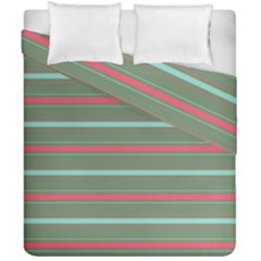 Horizontal Line Red Green Duvet Cover Double Side (california King Size) by Mariart