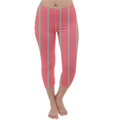 Line Red Grey Vertical Capri Winter Leggings  by Mariart