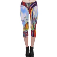 Abstract Tunnel Capri Leggings  by NouveauDesign