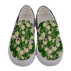 Green & Yellow Lilies Flowers Women s Canvas Slip Ons by PattyVilleDesigns