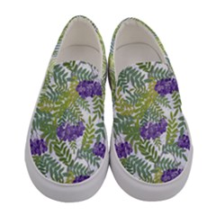 Medium Green Leafs & Flowers Women s Canvas Slip Ons by PattyVilleDesigns