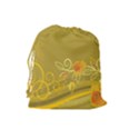 Flower Floral Yellow Sunflower Star Leaf Line Gold Drawstring Pouches (Large)  View2