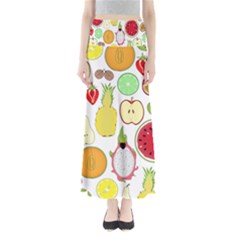 Mango Fruit Pieces Watermelon Dragon Passion Fruit Apple Strawberry Pineapple Melon Full Length Maxi Skirt by Mariart