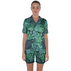 Tropical Plantation Pattern  Satin Short Sleeve Pyjamas Set by kostolom3000shop