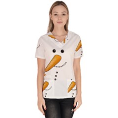 Cute Snowman Scrub Top by Valentinaart