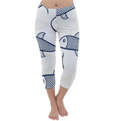 Fish Graphic Flooring Blue Seaworld Swim Water Capri Winter Leggings  by Mariart