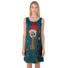 Christmas Giraffe  Sleeveless Satin Nightdress by Valentinaart