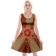 Red Star Ribbon Elegant Kaleidoscopic Design Reversible Velvet Sleeveless Dress by yoursparklingshop