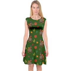 Thanksgiving Turkey  Capsleeve Midi Dress by Valentinaart