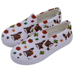 Thanksgiving Turkey  Kids  Canvas Slip Ons by Valentinaart