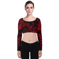 Graffiti Velvet Long Sleeve Crop Top by ValentinaDesign