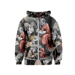 The Birth Of Christ Kids  Zipper Hoodie by Valentinaart