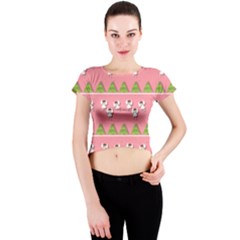 Christmas Angels  Crew Neck Crop Top by Valentinaart