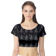 Christmas Tree - Pattern Short Sleeve Crop Top by Valentinaart