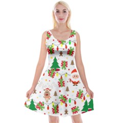 Santa And Rudolph Pattern Reversible Velvet Sleeveless Dress by Valentinaart