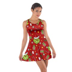 Grinch Pattern Cotton Racerback Dress by Valentinaart