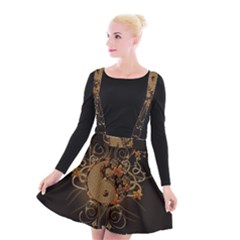 The Sign Ying And Yang With Floral Elements Suspender Skater Skirt by FantasyWorld7