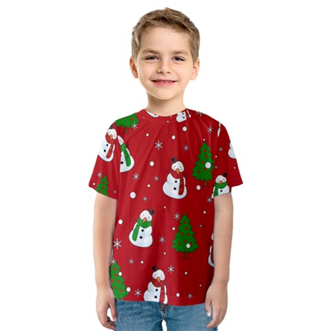 Snowman Pattern Kids  Sport Mesh Tee by Valentinaart