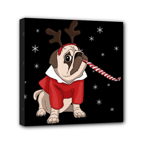 Pug Xmas Mini Canvas 6  X 6  by Valentinaart