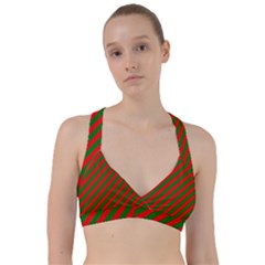 Red And Green Christmas Candycane Stripes Sweetheart Sports Bra by PodArtist