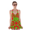 Redg Reen Christmas Background Halter Dress Swimsuit  View1