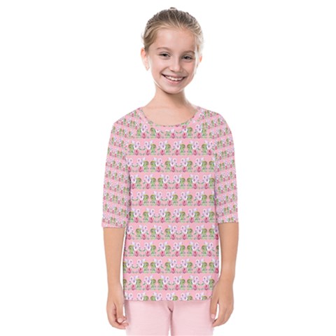 Floral Pattern Kids  Quarter Sleeve Raglan Tee by SuperPatterns