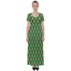 Christmas Tree High Waist Short Sleeve Maxi Dress by patternstudio