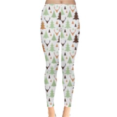 Reindeer Christmas Tree Jungle Art Leggings  by patternstudio