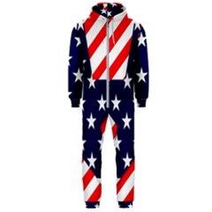 Patriotic Usa Stars Stripes Red Hooded Jumpsuit (men)  by Celenk