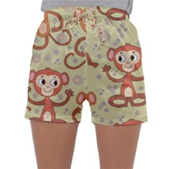 Cute Cartoon Monkeys Pattern Sleepwear Shorts by Bigfootshirtshop