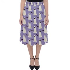 Bat And Ghost Halloween Lilac Paper Pattern Folding Skater Skirt by Celenk